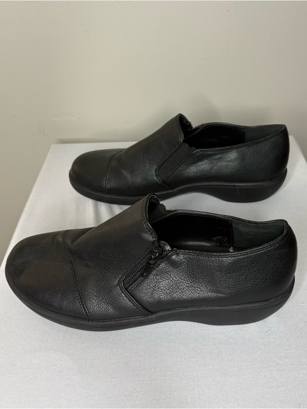 Black Leather Slip-On Loafers